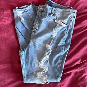 Hollister Light Blue Distressed Boyfriend Jeans